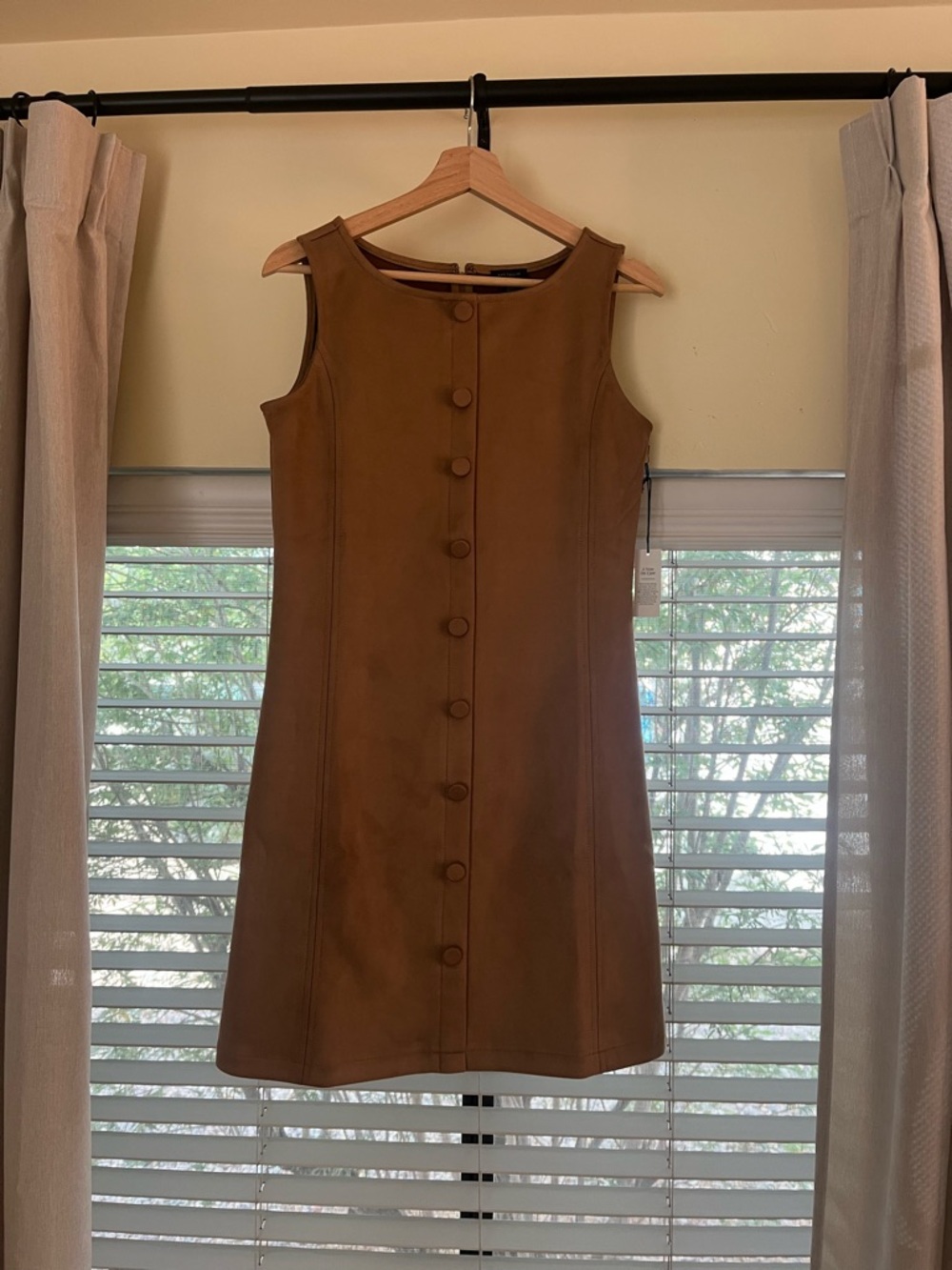 Ann Taylor Suede Sleeveless Button-Front Mini Dress